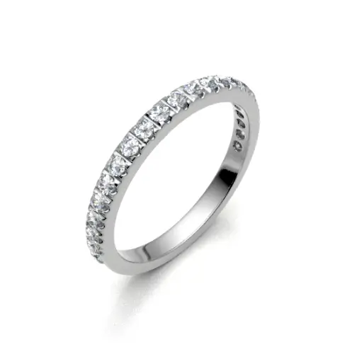 Microw claw diamond half hoop wedding ring