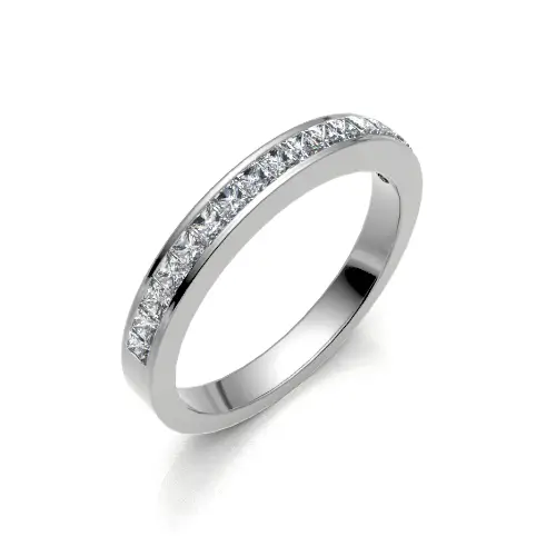 Princess cut diamond channel set wedding ring
