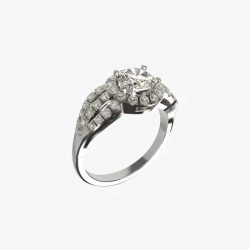 Diamond set Vintage-art deco custom made engagement ring