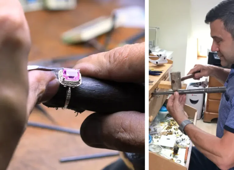 David Law designing an engagement ring in Hatton Garden