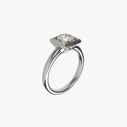 Bezel-set princess-cut diamond bespoke engagement ring