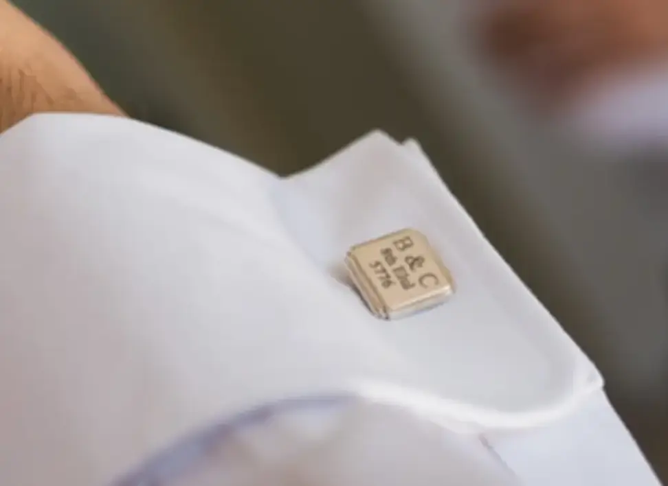 Bespoke platinum cufflinks with engraving