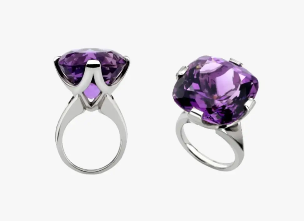 antique cushion cut amethyst dress ring