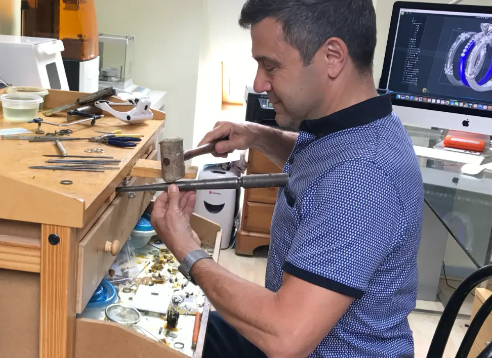 david law crafting a dress ring at the jewellers bench