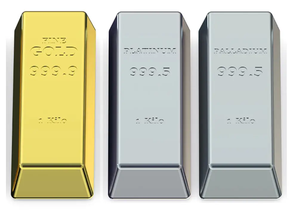 precious metals gold platinum and palladium bars