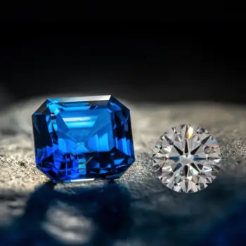 stunning emerald cut sapphire gemstone and diamond