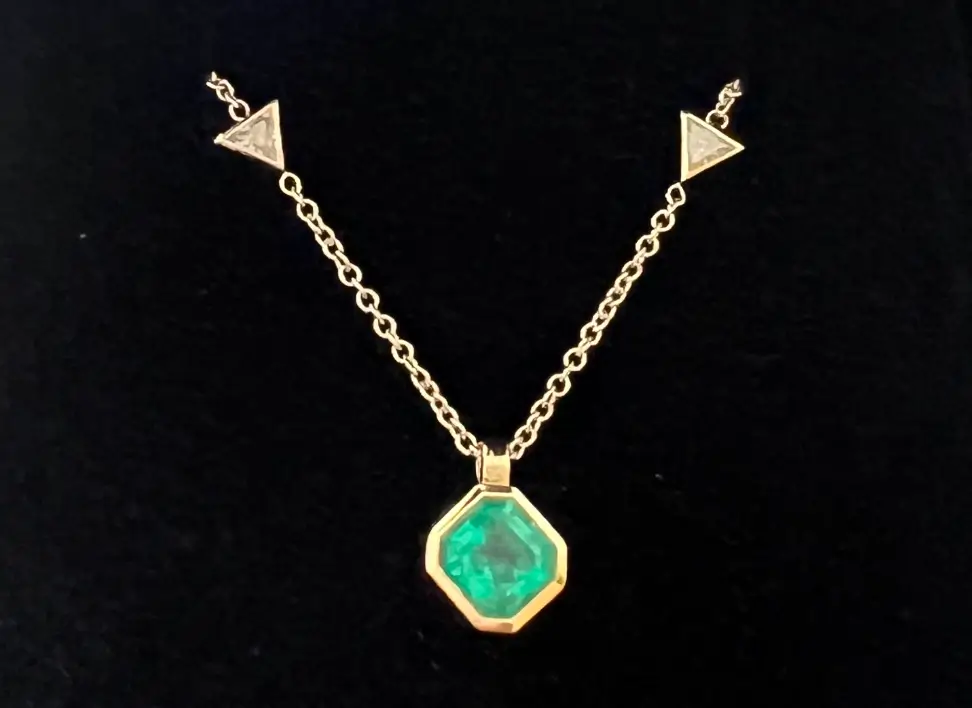 gemstones emerald and diamond necklace