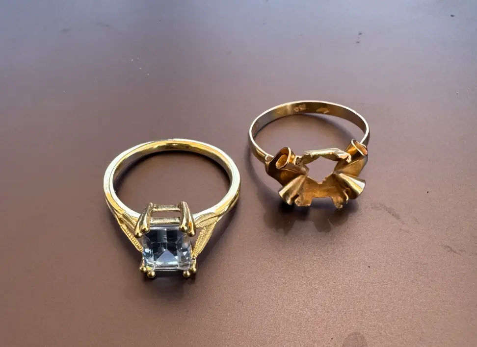 Jewellery remodelling of a family heirloom aquamarine ring into a modern bespoke design