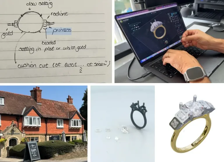 bespoke engagement ring designed in oxfor made in hatton garden