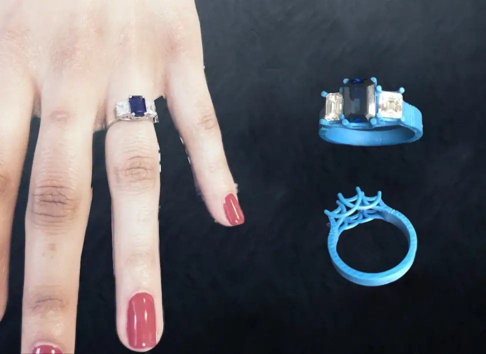 Jewellery in a box Sapphire and diamond wax ring