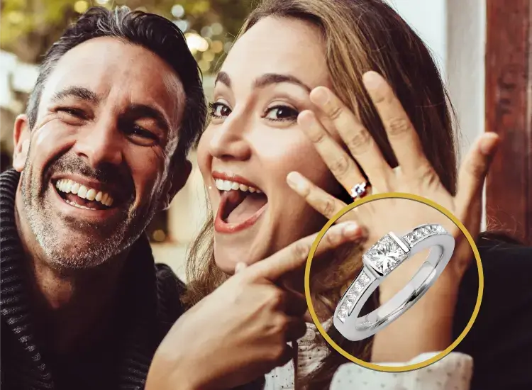 Bespoke Engagement rings London designed and made for a happy couple