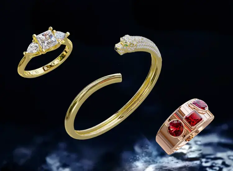 Jewellery rings and bangle designed with your travelling jeweller