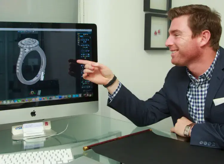 clien viewing a 3D visual of bespoke jewellery design