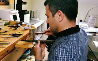 David Law Crafting a bespoke engagement ring in London