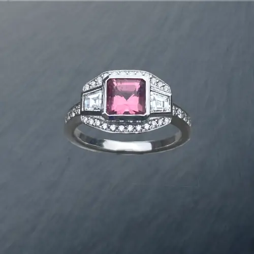 gemstone and diamond eternity cring crafted by David Law