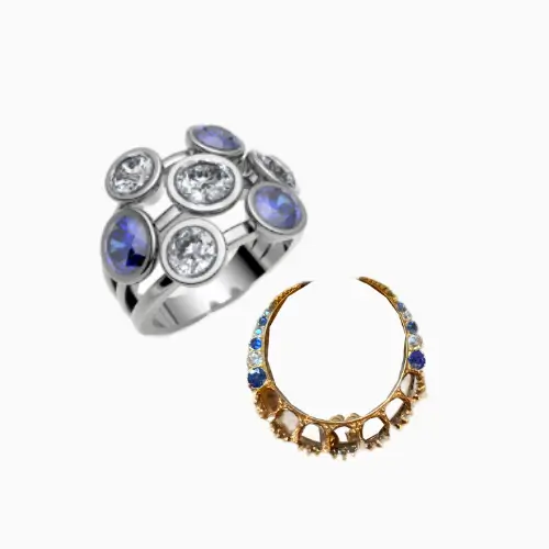 Platinum anniversary ring with sapphires and diamonds, remodelled from an heirloom brooch