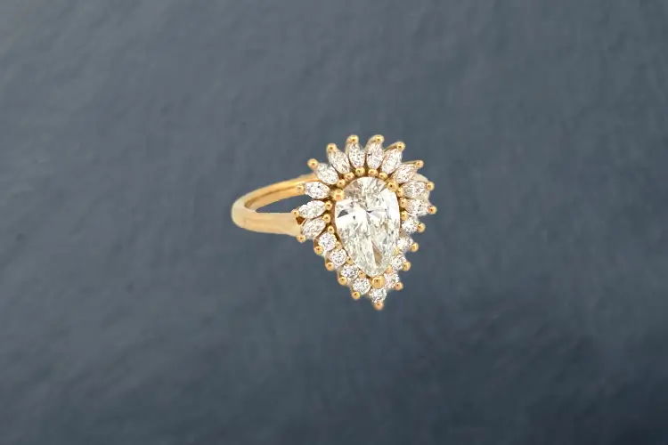 pear shape diamond cluster engagement ring