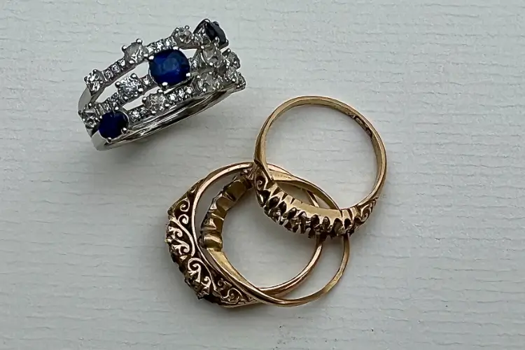 three rings remodelled into a sapphire and diamond eternity ring