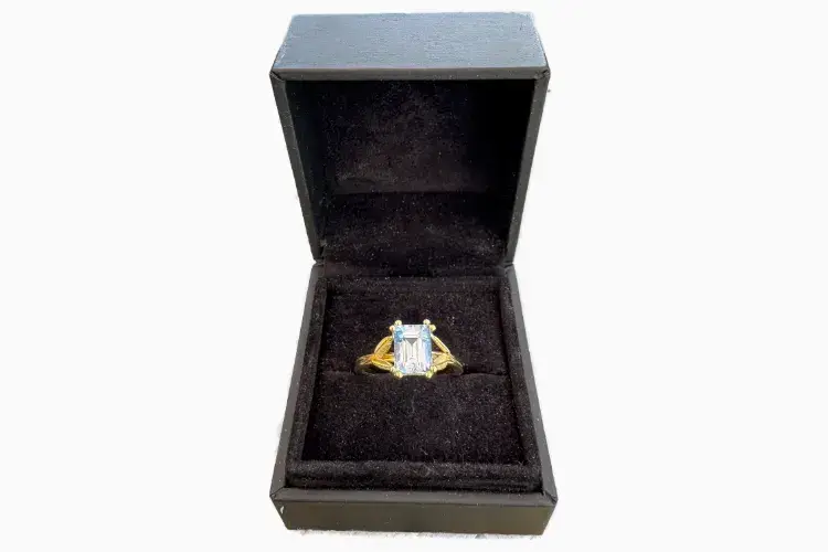 Nature-inspired aquamarine dress ring with bespoke organic design handcrafted in Hatton Garden