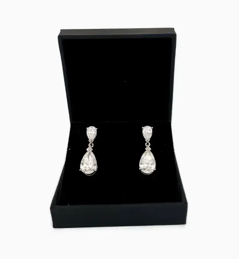 platinum custom made diamond drop earrings