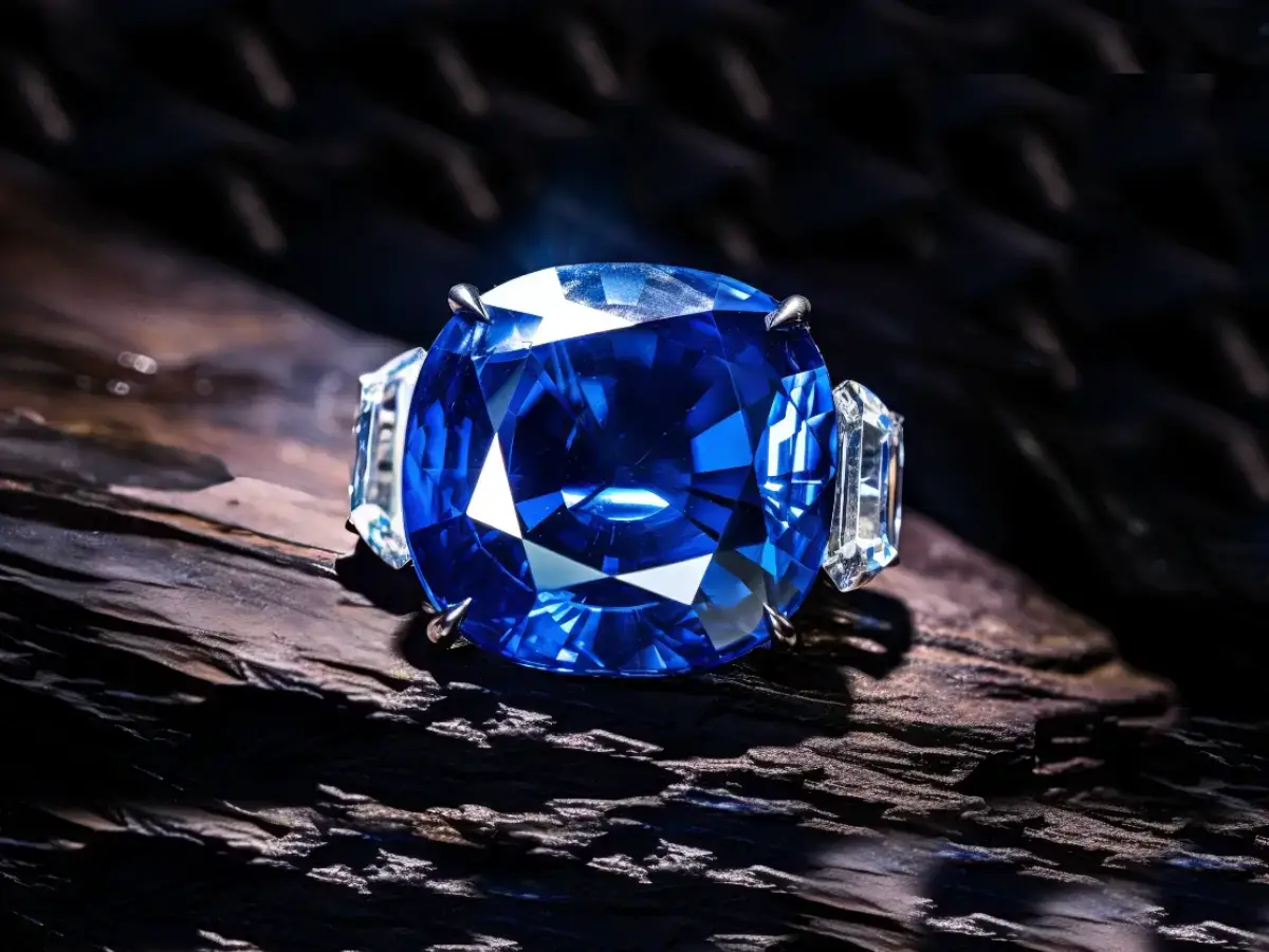 cushion cut sapphiire and diamond engagement ring made in platinum