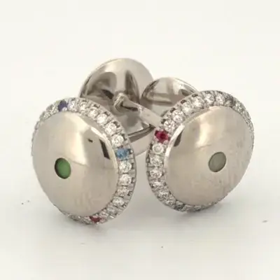platinum and diamond gemstone custom made cufflinks