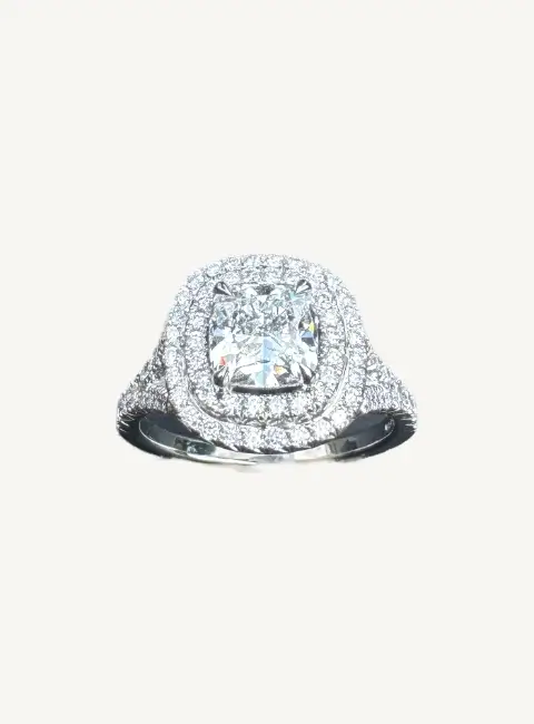house of David designed platinum double halo lab grown diamond bespoke engagement ring