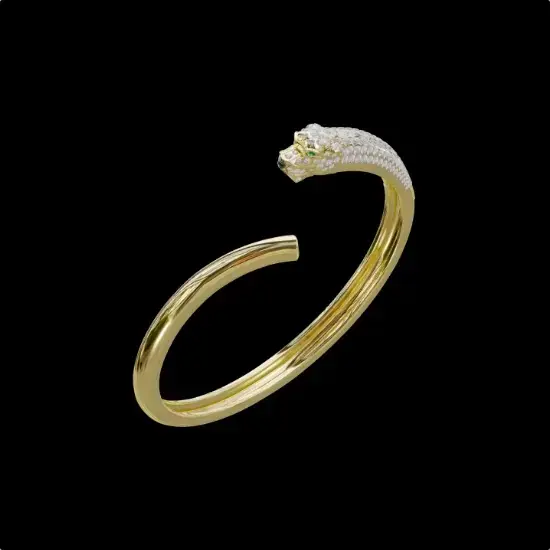 bespoke jewellery 18ct gold diamond panther bangle
