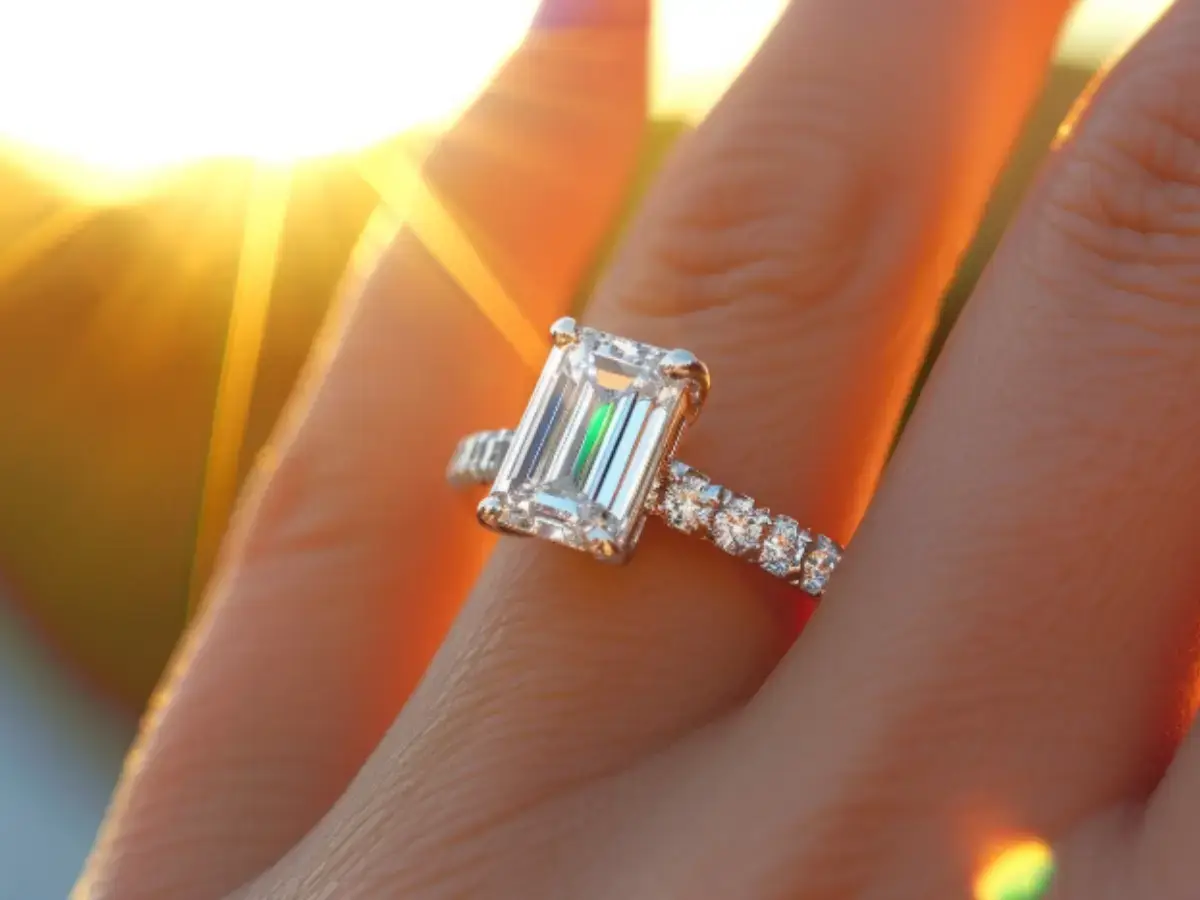 a bespoke engagement ring in London and on the finger crafted by David Law