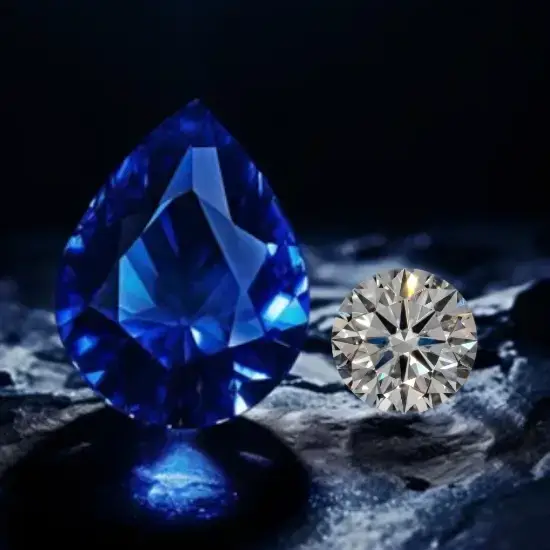 stunning pear sapphire and brilliant cut diamond handpicked by David Law